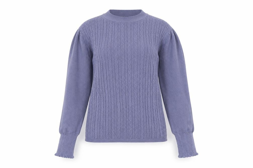 Marks and Spencer Women's Blue Pullover, Size 12, Cable-Knit