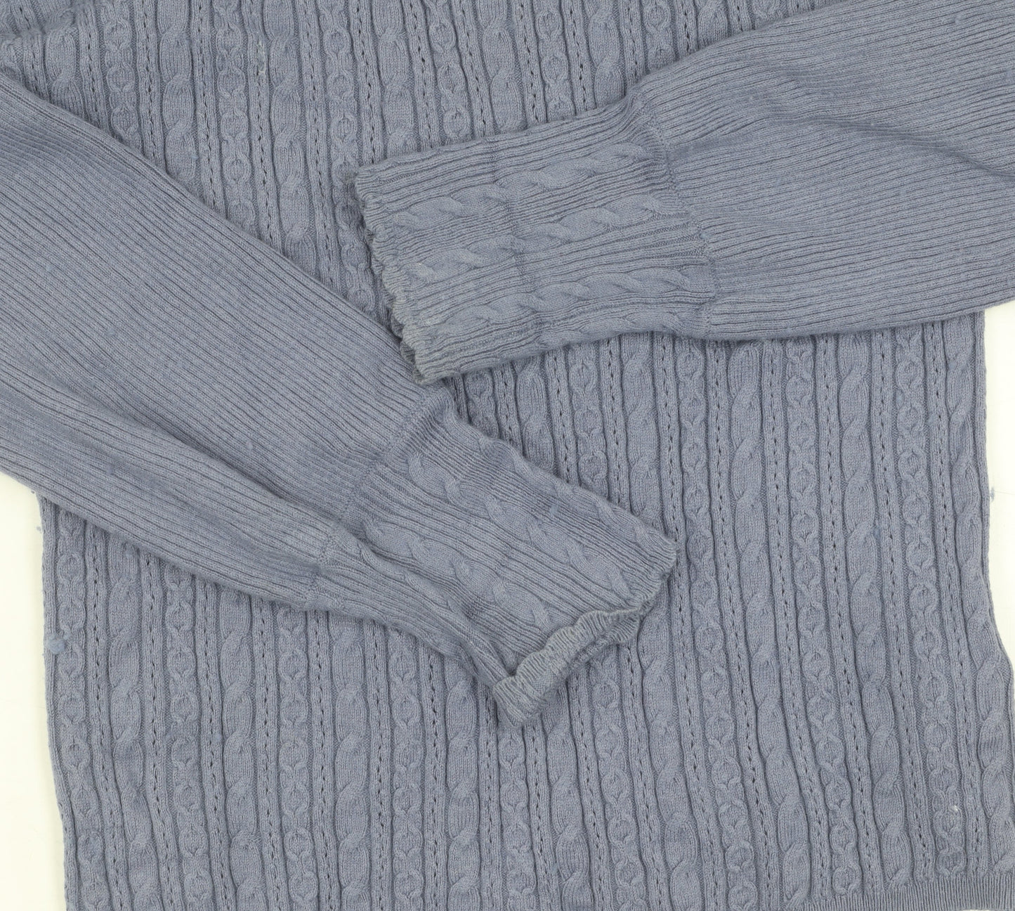 Marks and Spencer Women's Blue Pullover, Size 12, Cable-Knit