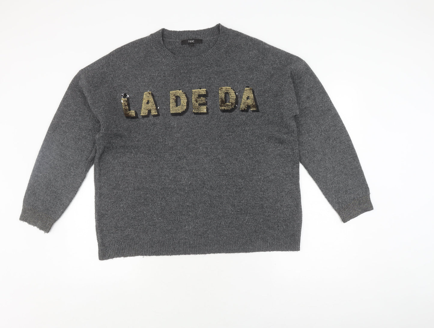 Next Women's Grey Sequin Pullover Jumper, L