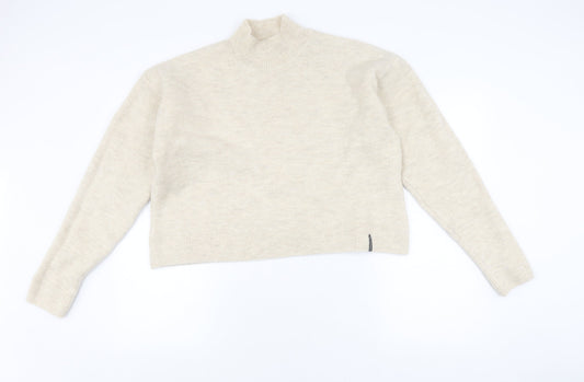 Superdry Women's Beige Mock Neck Pullover Jumper Size 10