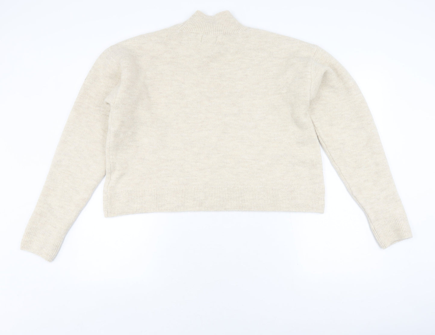 Superdry Women's Beige Mock Neck Pullover Jumper Size 10