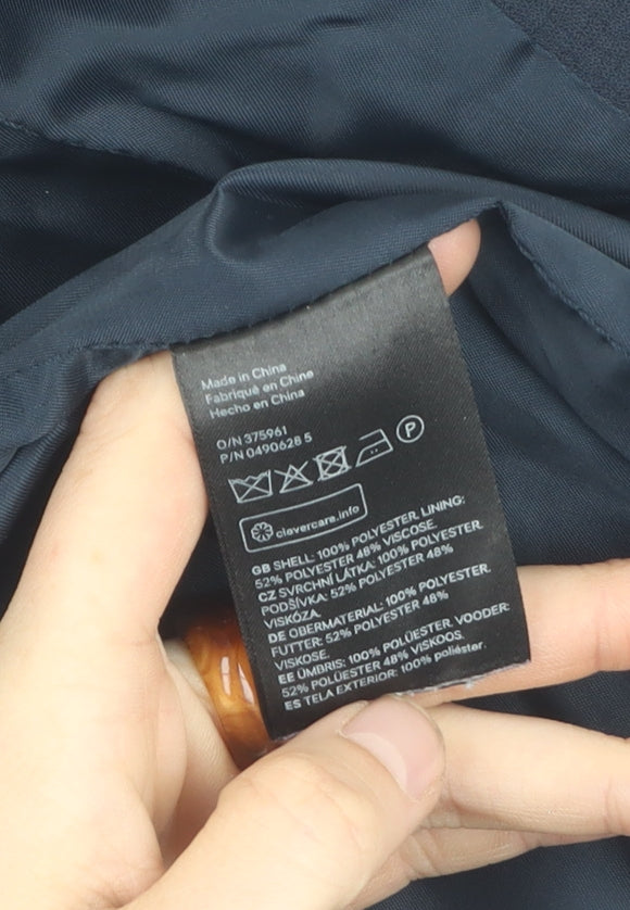 H&M Women Black Blazer Size 4 Long Sleeve Polyester
