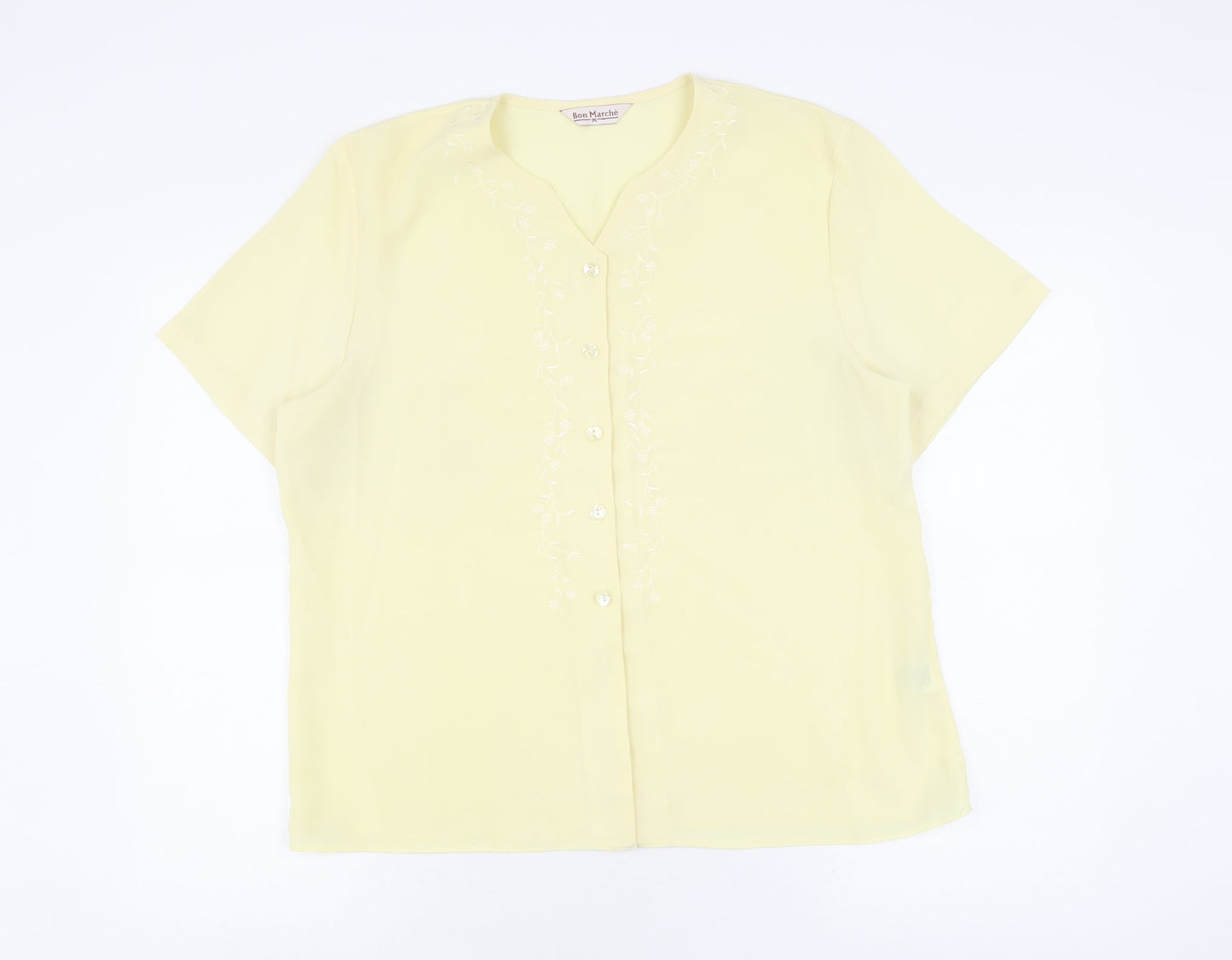 Bon Marché Women's Yellow Embroidered Blouse Size 16