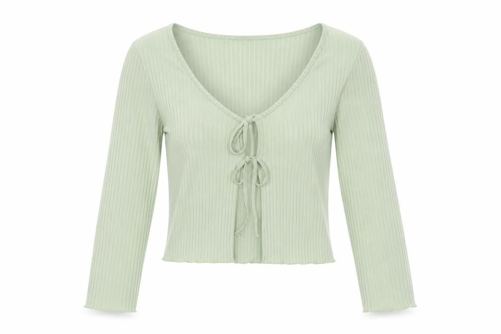 New Look Women's XL Green Cropped V-Neck Top