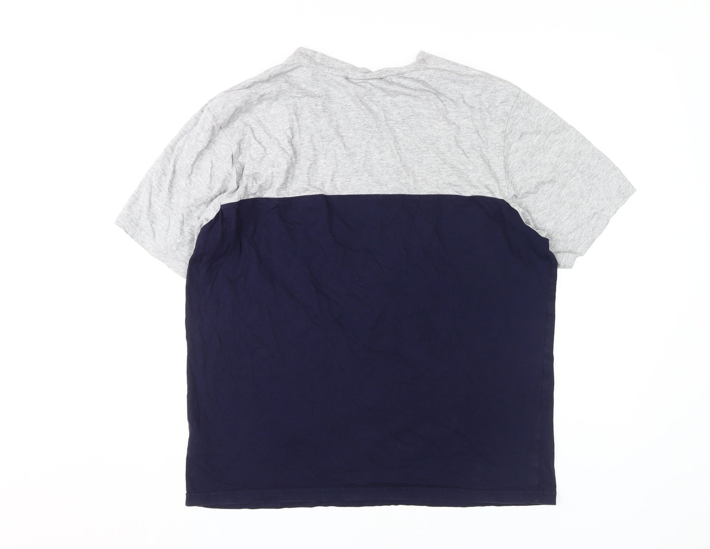 FILA Men's Colourblock T-Shirt, Grey/Blue, Size L