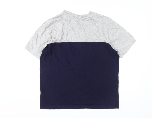 FILA Men's Colourblock T-Shirt, Grey/Blue, Size L