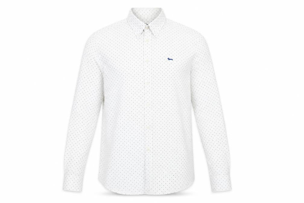 Harmont & Blaine Men's XL White Polka Dot Shirt
