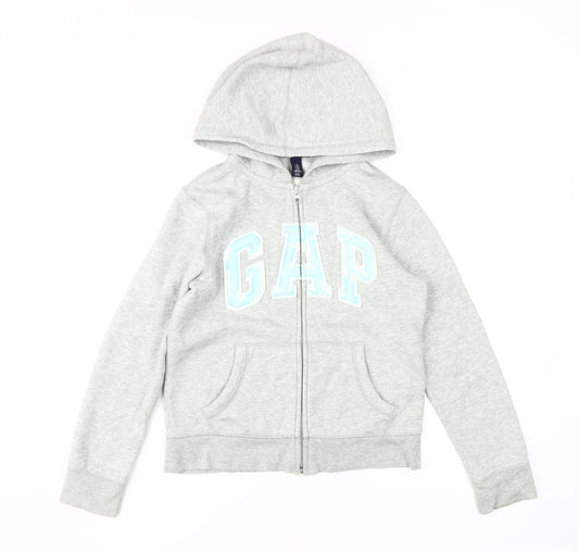 GAP Girls Grey Hoodie, Logo, Size 12, Full Zip, Casual Wear