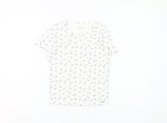 Hollister Women's Ivory Floral T-Shirt XS Casual