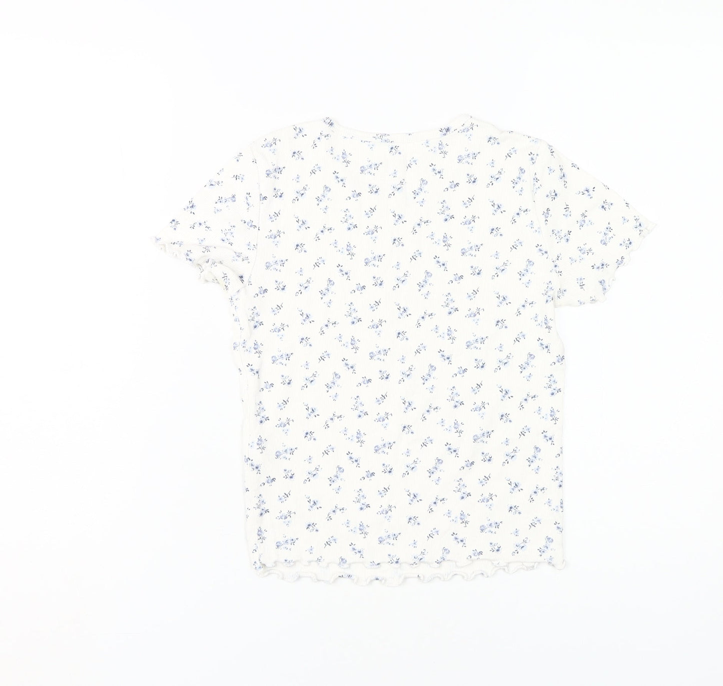 Hollister Women's Ivory Floral T-Shirt XS Casual