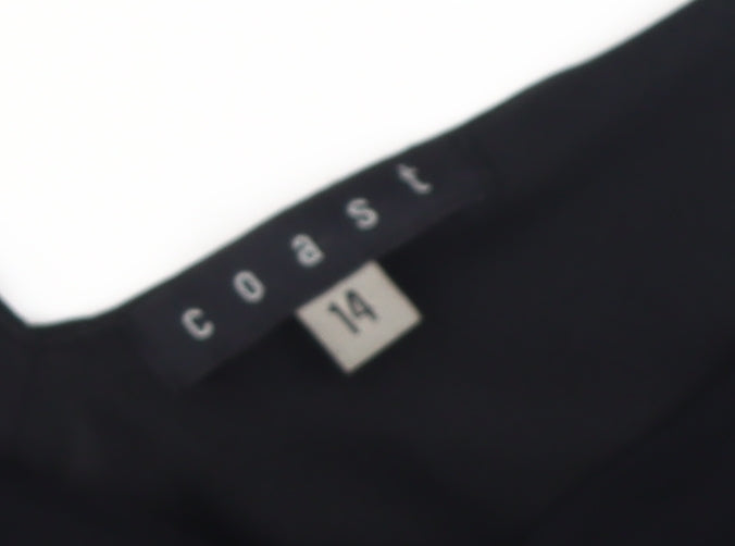 Coast Women's Black V-Neck Size 14 Sleeveless Ruched Dress