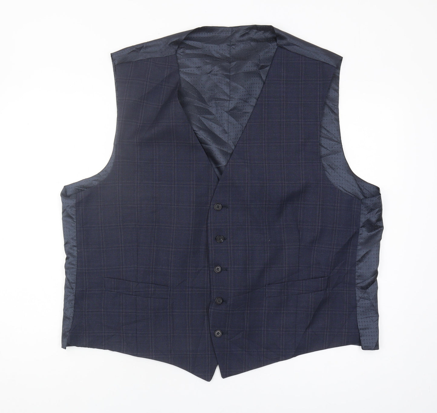 Racing Green Men's Blue Checked Waistcoat 50R