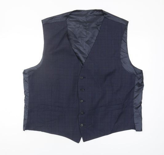 Racing Green Men's Blue Checked Waistcoat 50R