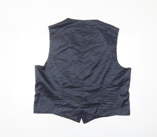 Racing Green Men's Blue Checked Waistcoat 50R