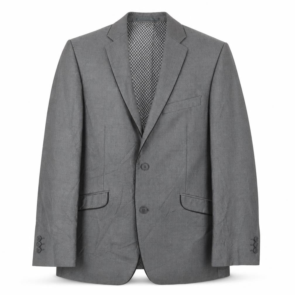 Mens 40 Chest Regular Lambretta Grey Two-Button Blazer