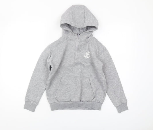 Illusive London Boys Grey Pullover Hoodie, Size 11-12