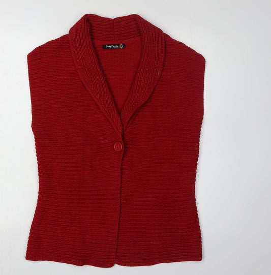Betty Barclay Women's Red Sleeveless Cardigan Size 12