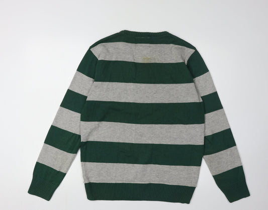Key Largo Men's Green Striped Pullover Jumper M