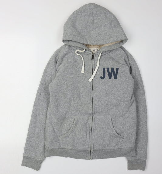 Jack Wills Women's Grey Full Zip Hoodie Size 12