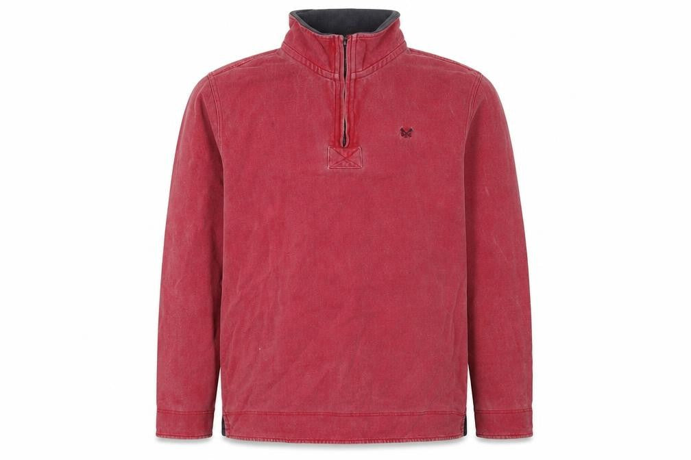 Crew Clothing Red Men's 1/4 Zip Sweatshirt L