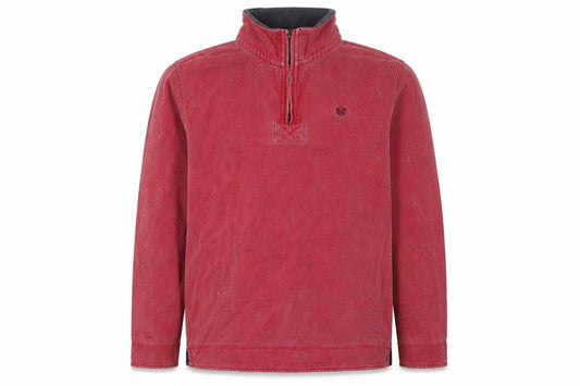 Front view of Crew Clothing Red Men's 1/4 Zip Sweatshirt L