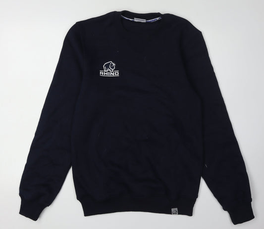 Rhino Men's Black Pullover Sweatshirt M, Stylish Logo Print