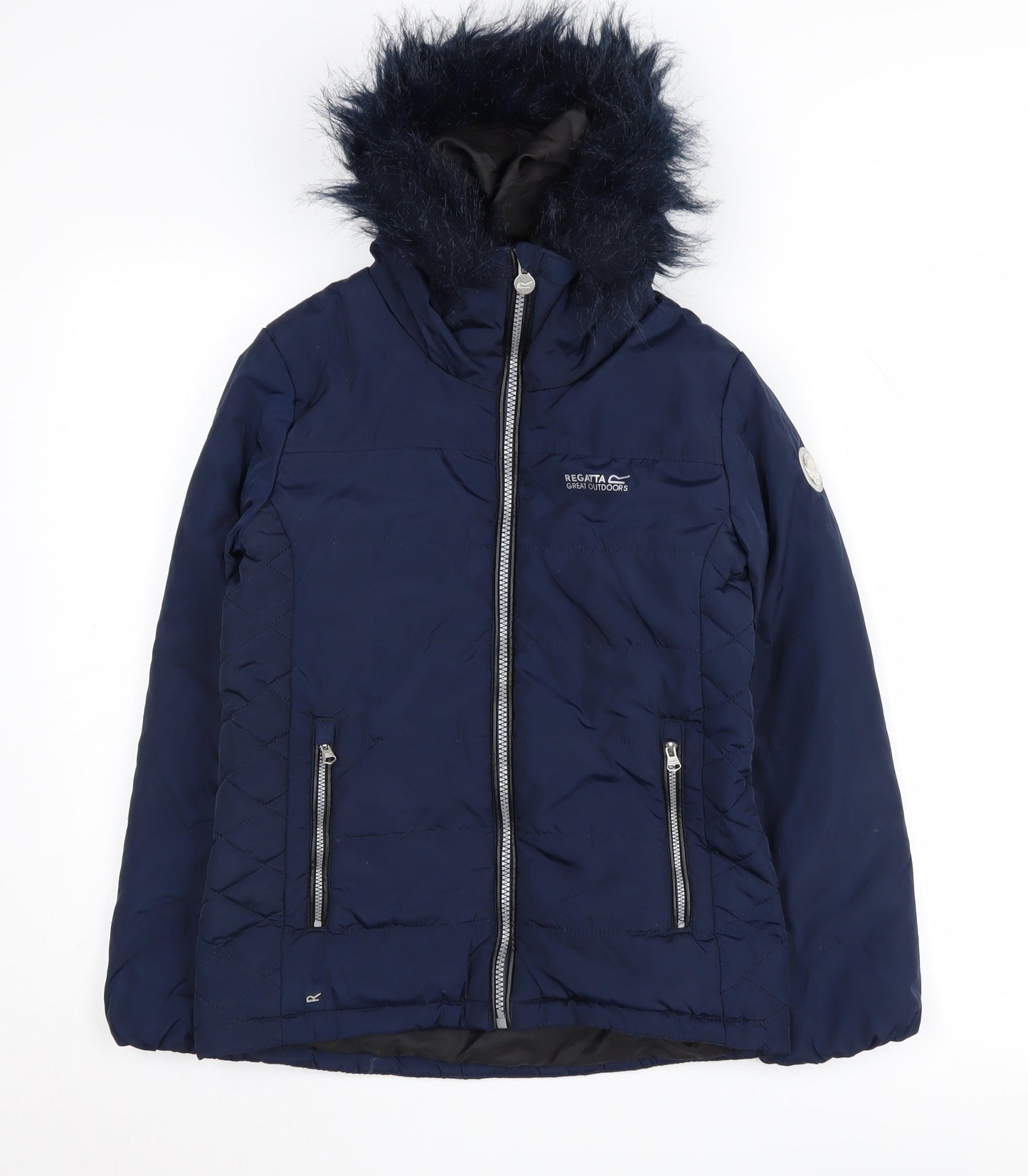 Regatta Girls Blue Puffer Jacket, Size 11, Hooded, Lined