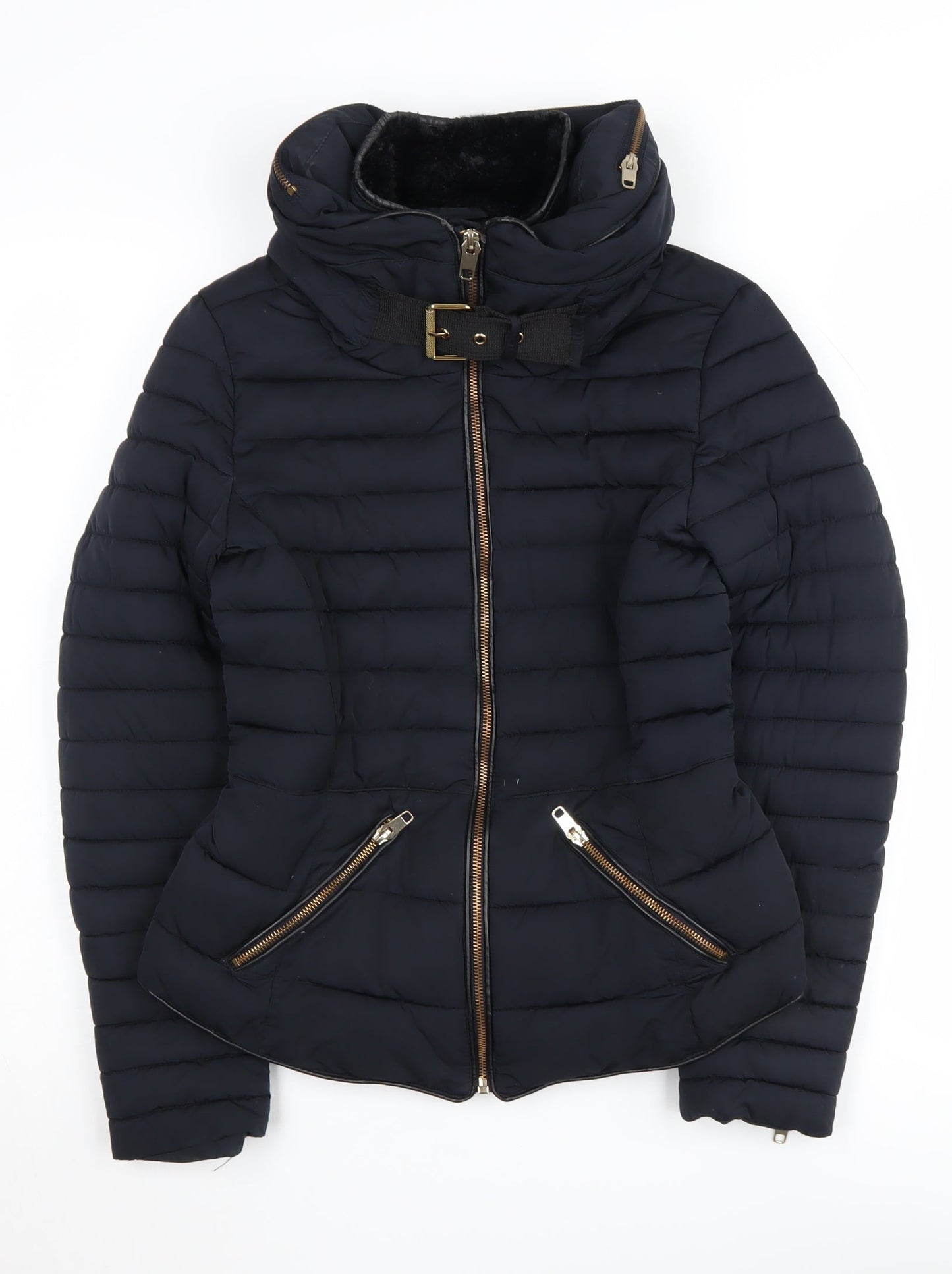 Zara Women's Black Puffer Jacket, Size 6, Winter Essential