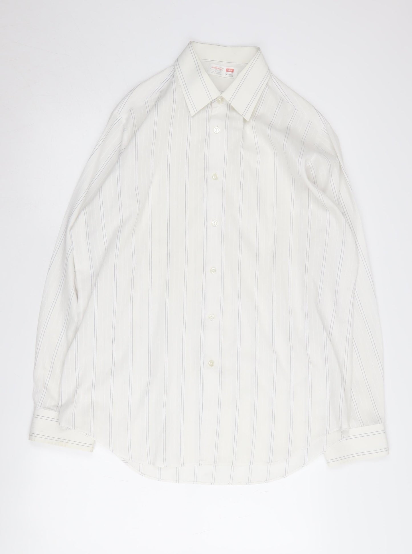 Marks and Spencer Men's White Striped Long Sleeve Shirt