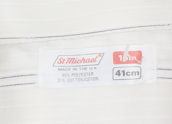 Marks and Spencer Men's White Striped Long Sleeve Shirt