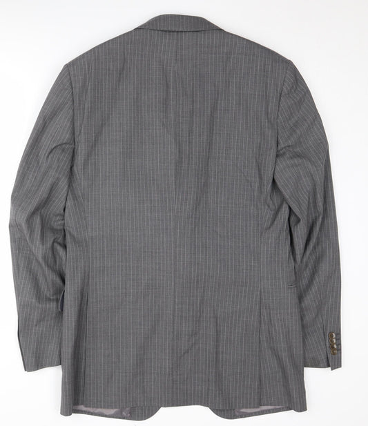 Marks and Spencer Men's Grey Striped Blazer, 38 Long