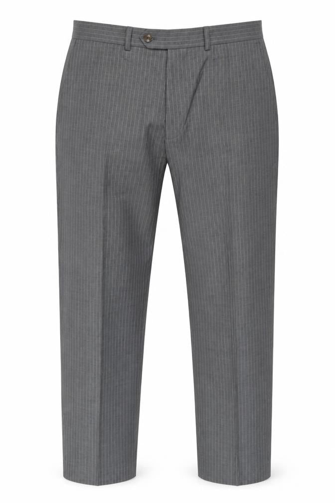 Marks and Spencer Men's Grey Wool Trousers, 34 Waist, Striped, Business