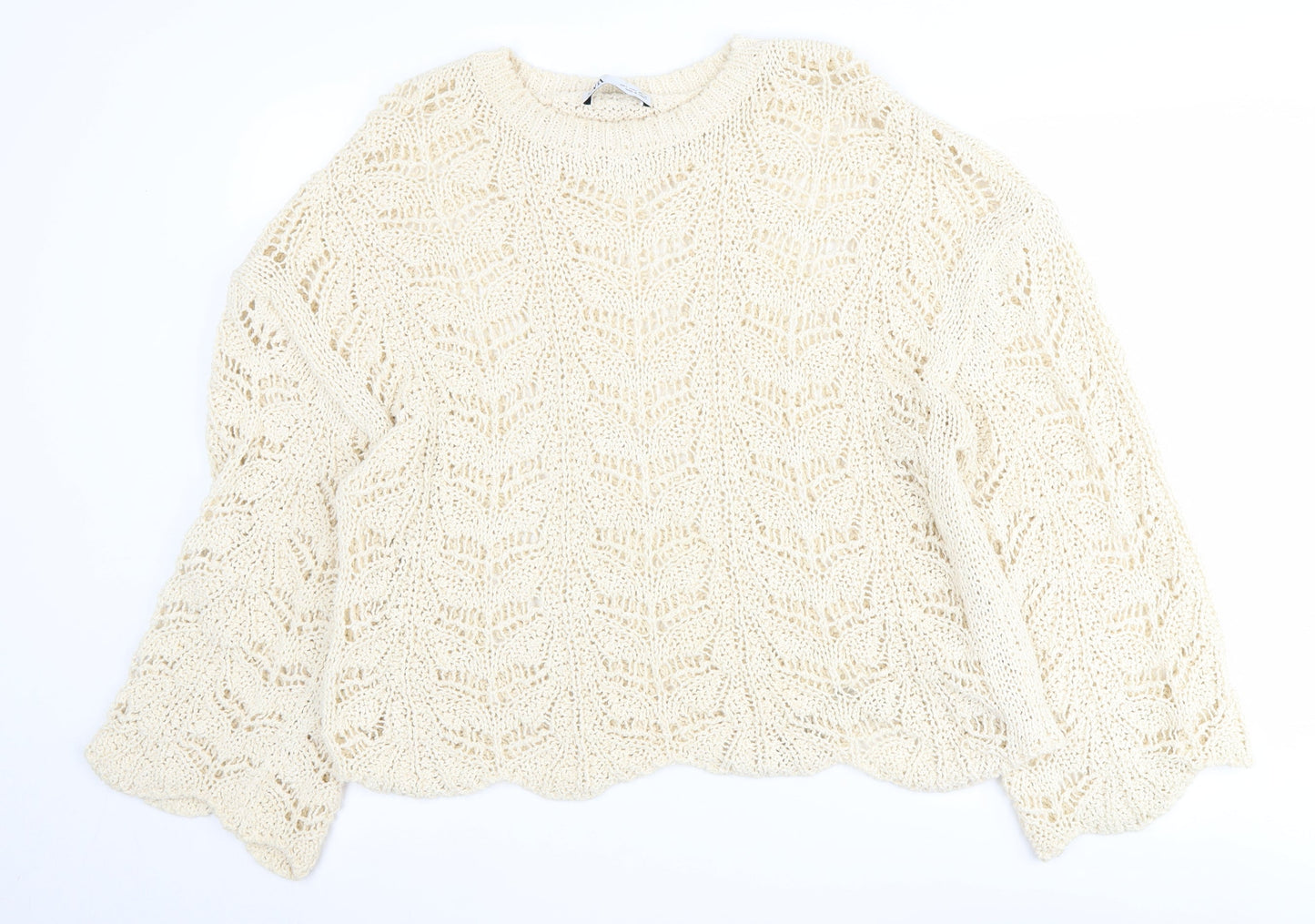 Zara Women's Ivory Knit Pullover Jumper L