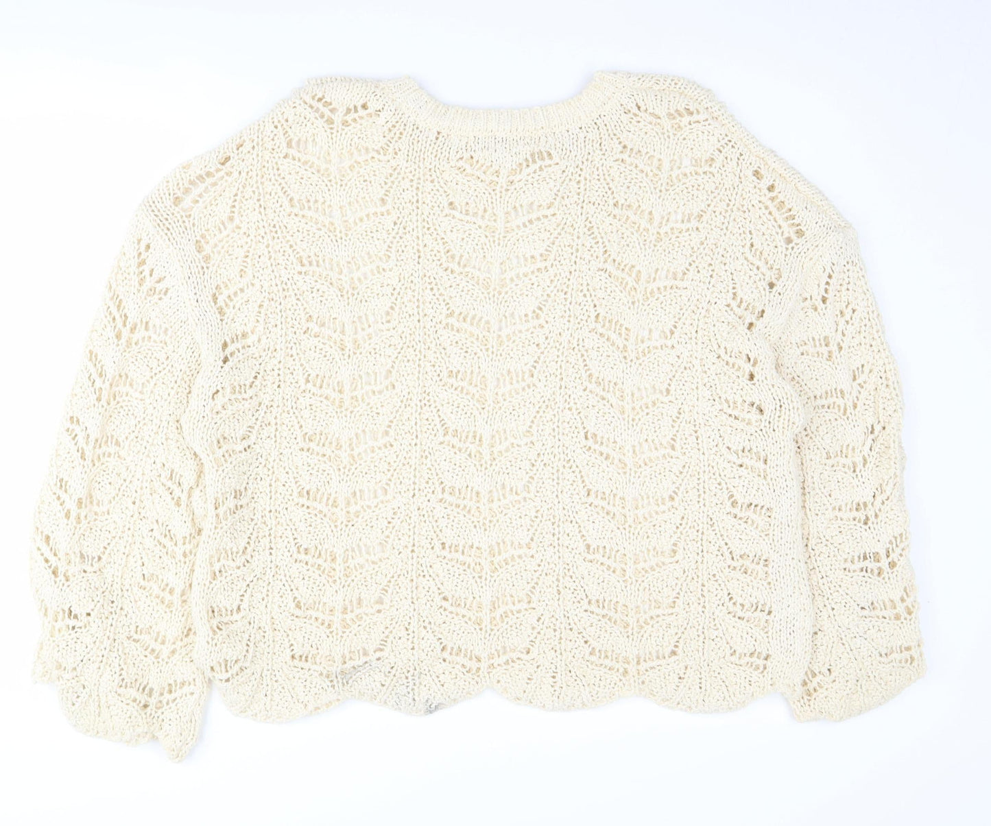 Zara Women's Ivory Knit Pullover Jumper L