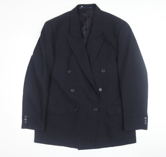 Daniel Hechter Men's Blue Wool Double-Breasted Blazer 42R