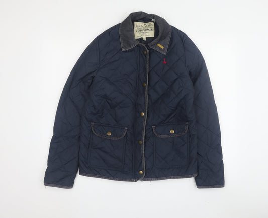 Jack Wills Women's Blue Quilted Jacket Size 10 - Casual Style