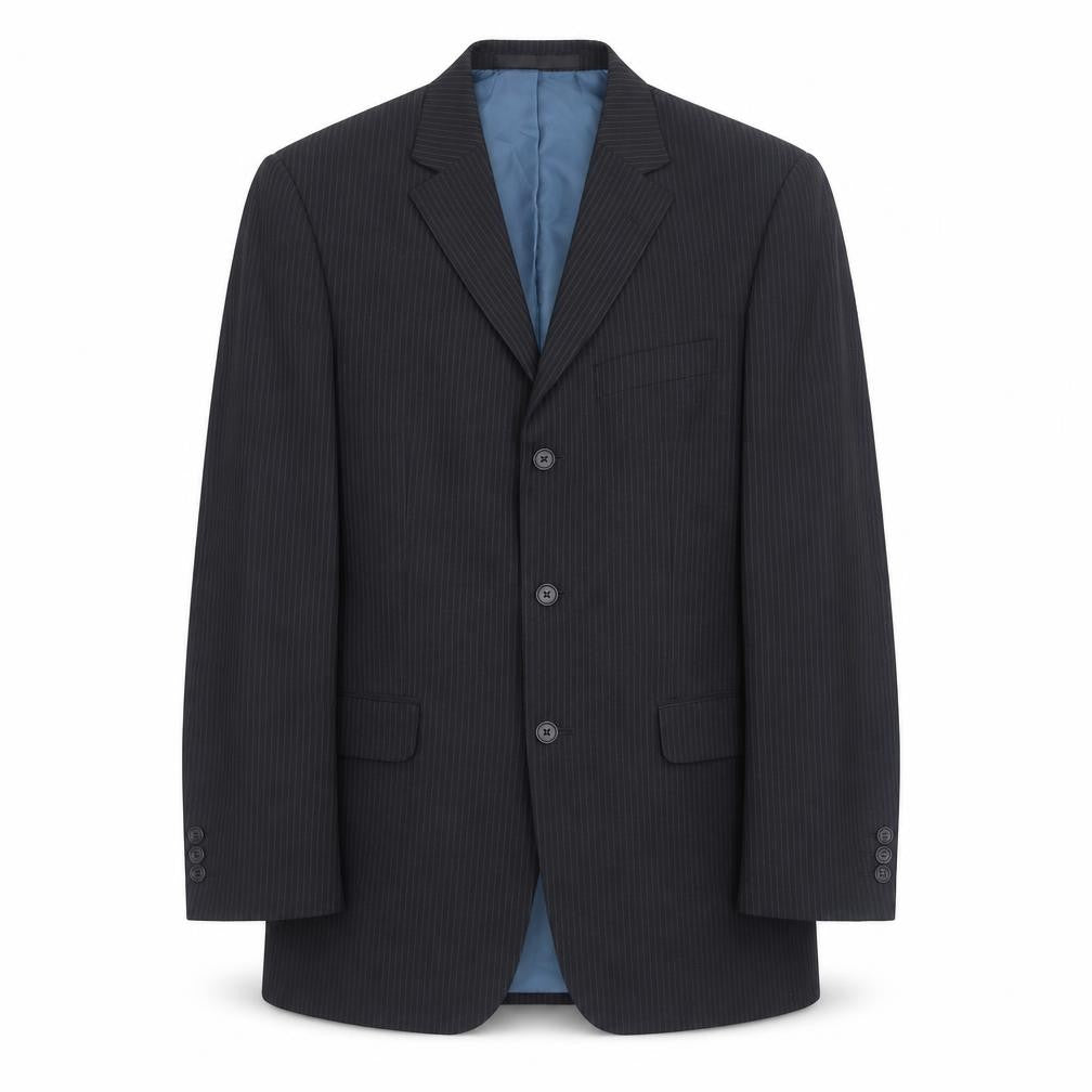 Marks and Spencer Men's Blue Striped Suit Jacket 38R