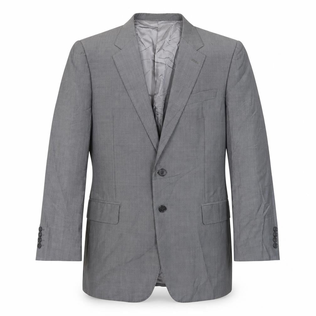 Mens 40 Chest Regular Crombie Grey Two-Button Blazer