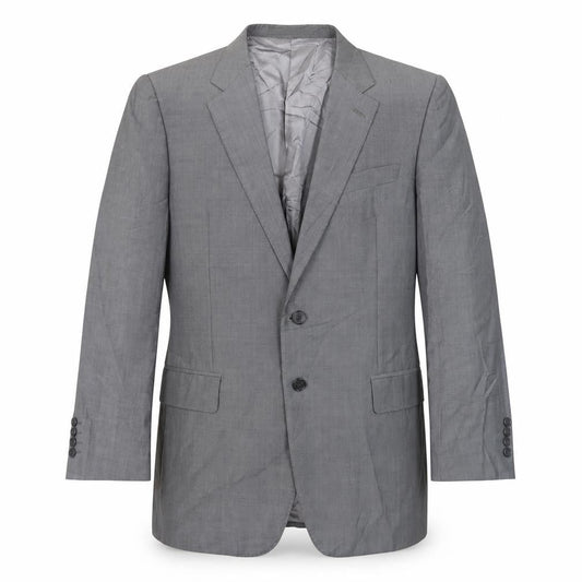 Mens 40 Chest Regular Crombie Grey Two-Button Blazer