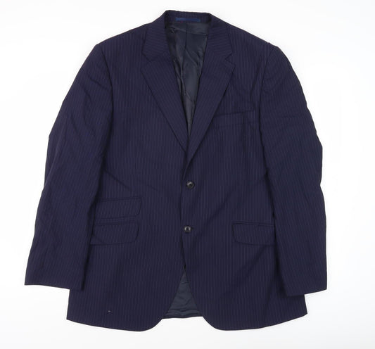 Howick Men's Blue Striped Suit Jacket 42R Regular Fit