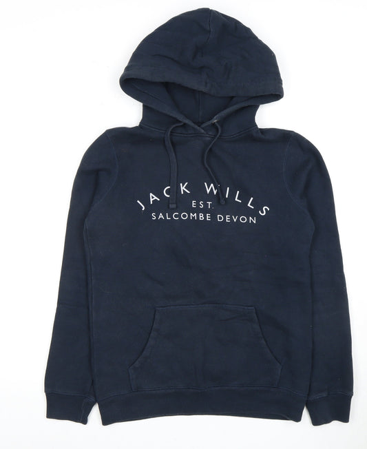 Jack Wills Women's Blue Hoodie, Size 6, Logo, Hooded, Casual