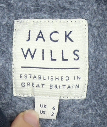 Jack Wills Women's Blue Hoodie, Size 6, Logo, Hooded, Casual