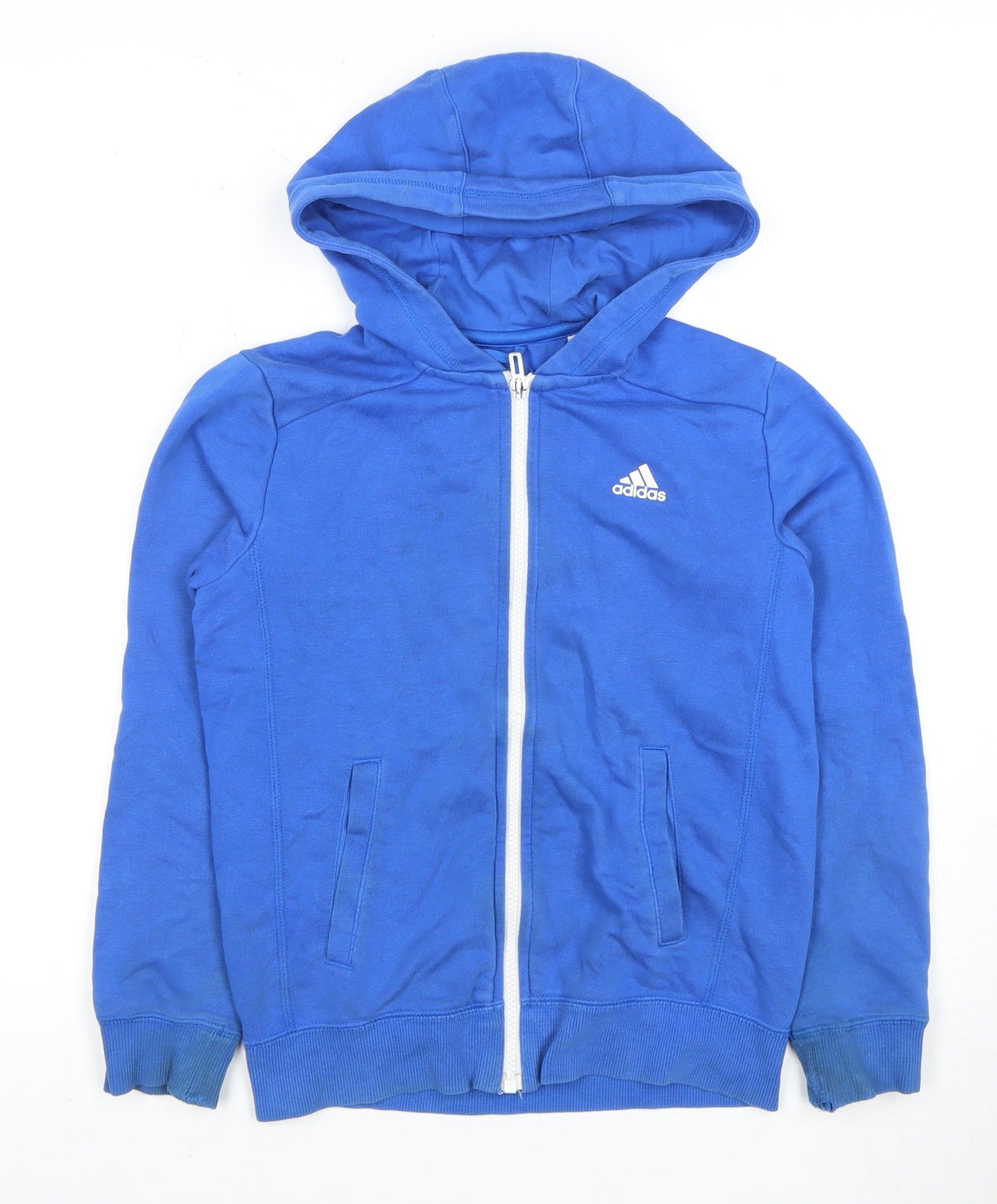 Adidas Boys Blue Full Zip Hoodie Size 9-10 Years