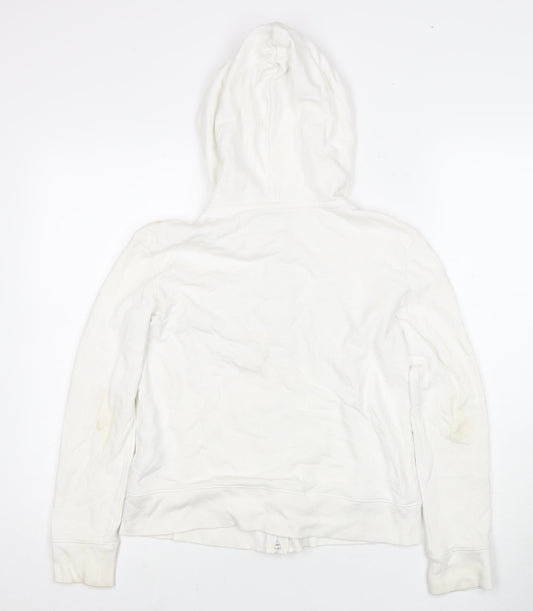 GAP Girls White Full Zip Hoodie - Size 14-16 Years, Logo Accent
