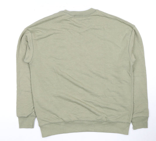 Pull&Bear Men's Green Graphic Pullover Sweatshirt S