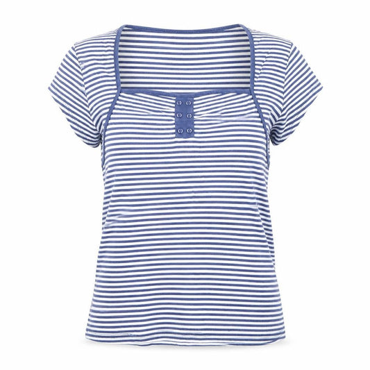 Womens UK Size L BASSINI Blue 100% Cotton T-Shirt