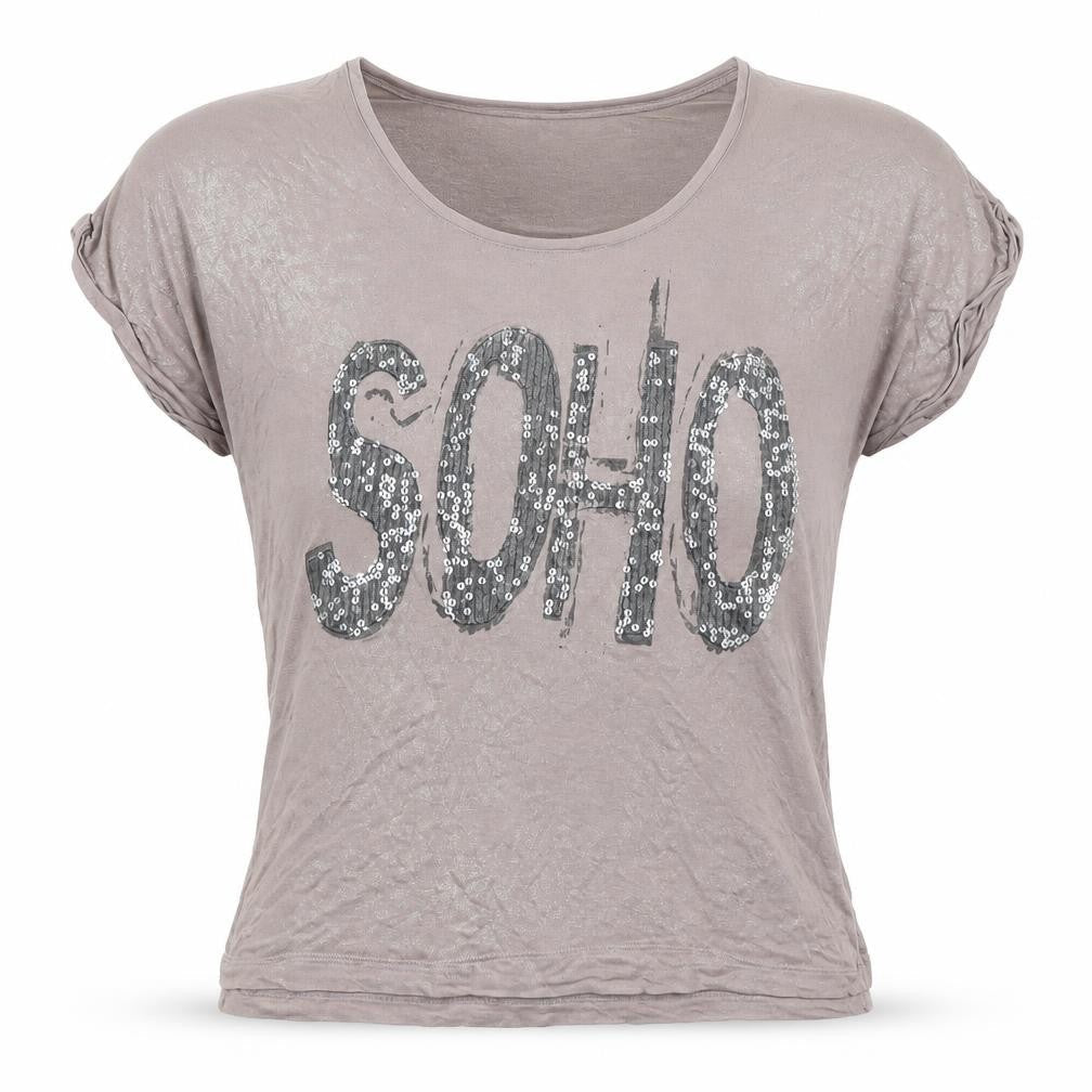 Womens UK Size L VERO MODA Grey Viscose T-Shirt