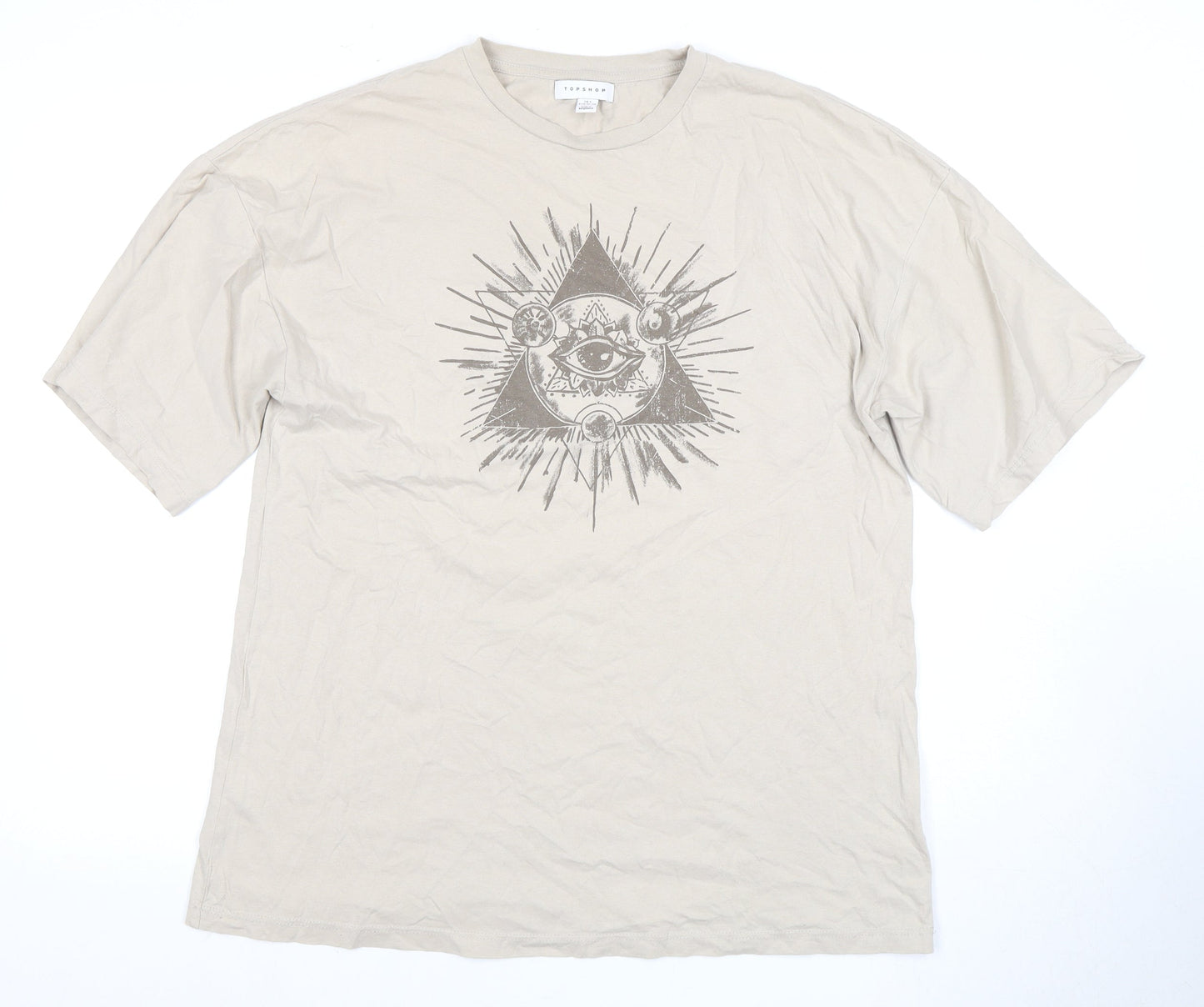 Topshop Beige Women's T-Shirt Size S Eye Theme