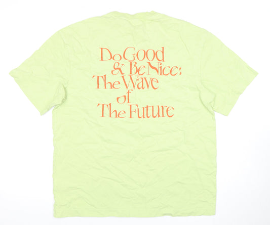 H&M Green Men's Relaxed Fit Graphic T-Shirt Medium