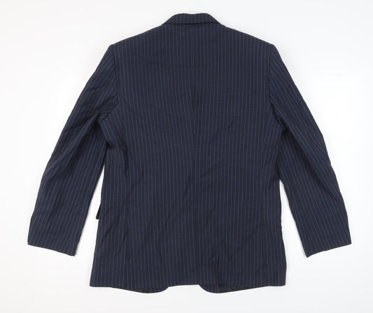 AL ZOUZOU Men's Blue Striped Suit Jacket Size 42